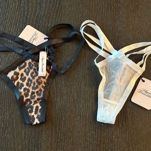 Agent Provocateur Joan Thong (2 pairs) White & Leopard - Size 2 NWT